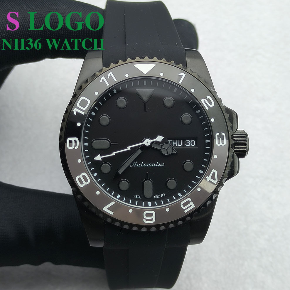 Sapphire Crystal Display - 40MM NH36 시계 블랙 남성용 스테인레스