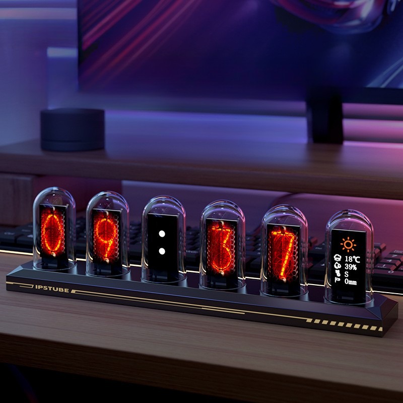 Table Watch Luxury - RGB 닉시 튜브 테이블 시계 진공관