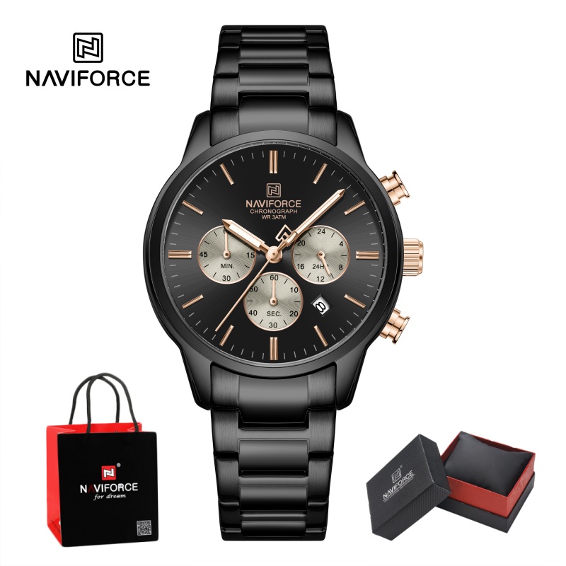 Luxury Watch Design - NAVIFORCE 남성용 쿼츠 크로노그래프 시계 방수