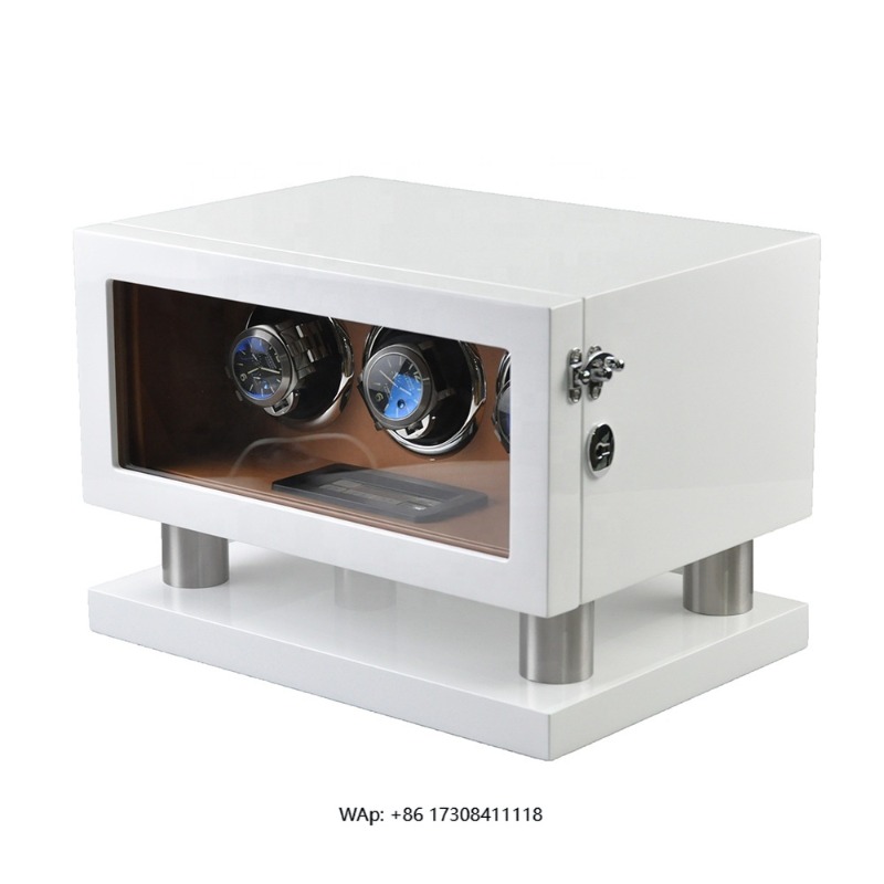 화이트 브라운 가죽 컨트롤러 자이로 오르빗 2 슬롯 회 - Luxury Watch Winder 리뷰 및 가격
