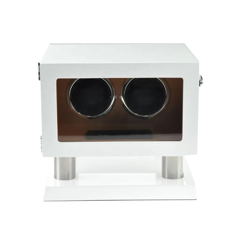 화이트 브라운 가죽 컨트롤러 자이로 오르빗 2 슬롯 회 - Luxury Watch Winder 리뷰 및 가격