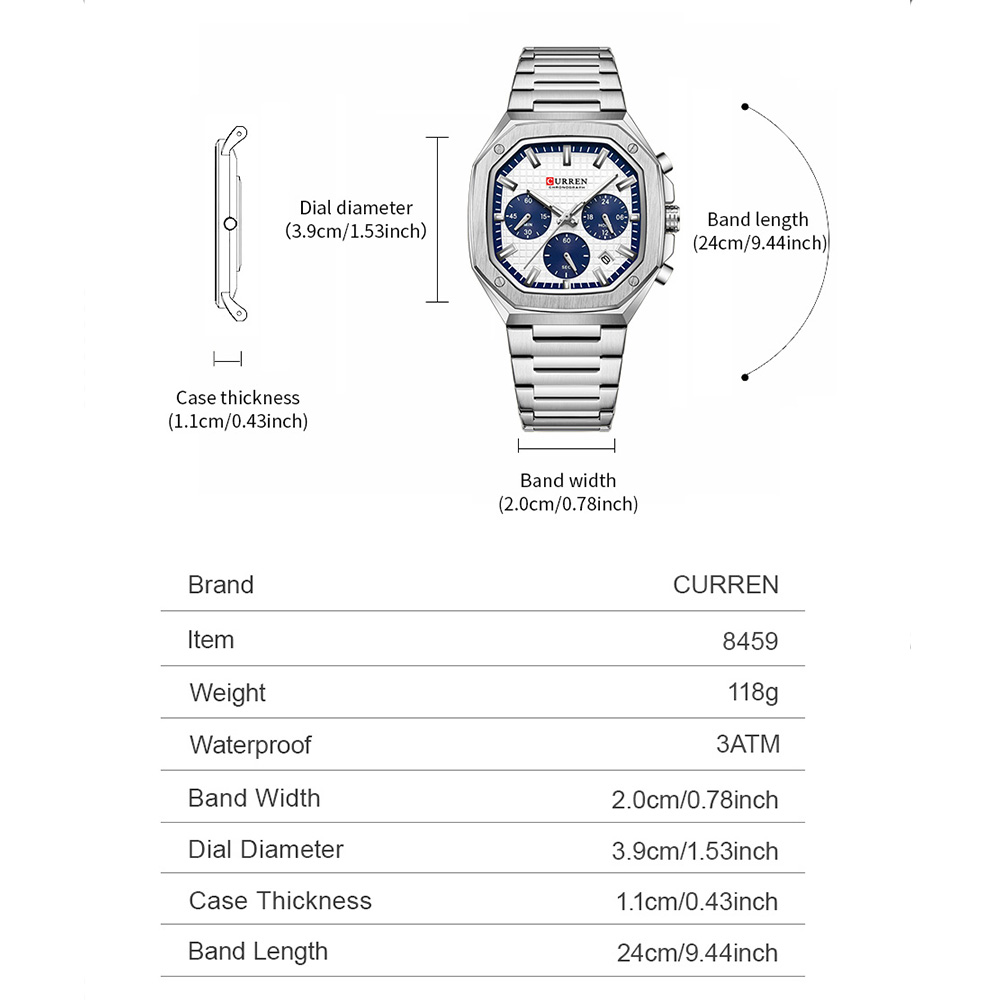 CURREN 남성용 럭셔리 스퀘어 크로노 시계 클래식  - Luxury Watch Design 리뷰 및 가격